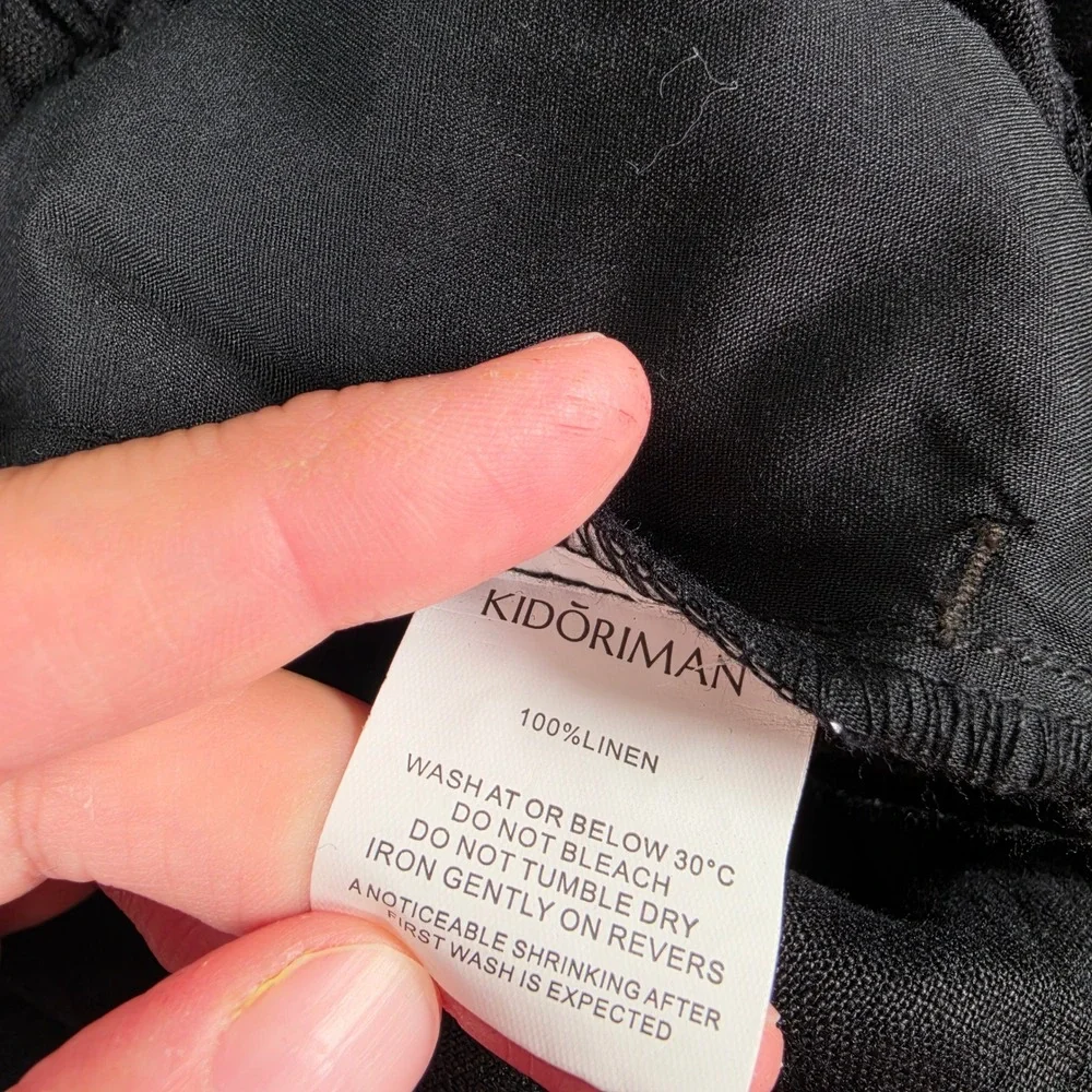 Kidoriman Linen Pants Mens XL Black Drawstring Streetwear Trousers NWT